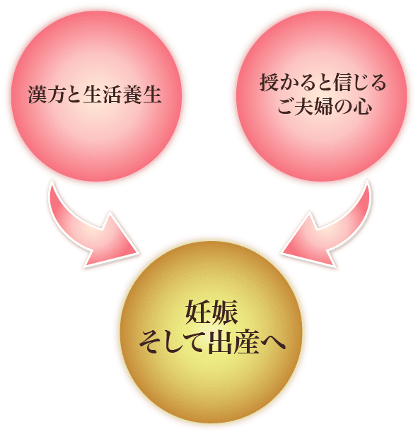 「漢方と生活養生」+「授かると信じるご夫婦の心」→妊娠そして出産へ